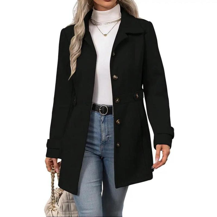 FIONA™ - Elegant Notched Shawl Collar Winter Long Coat